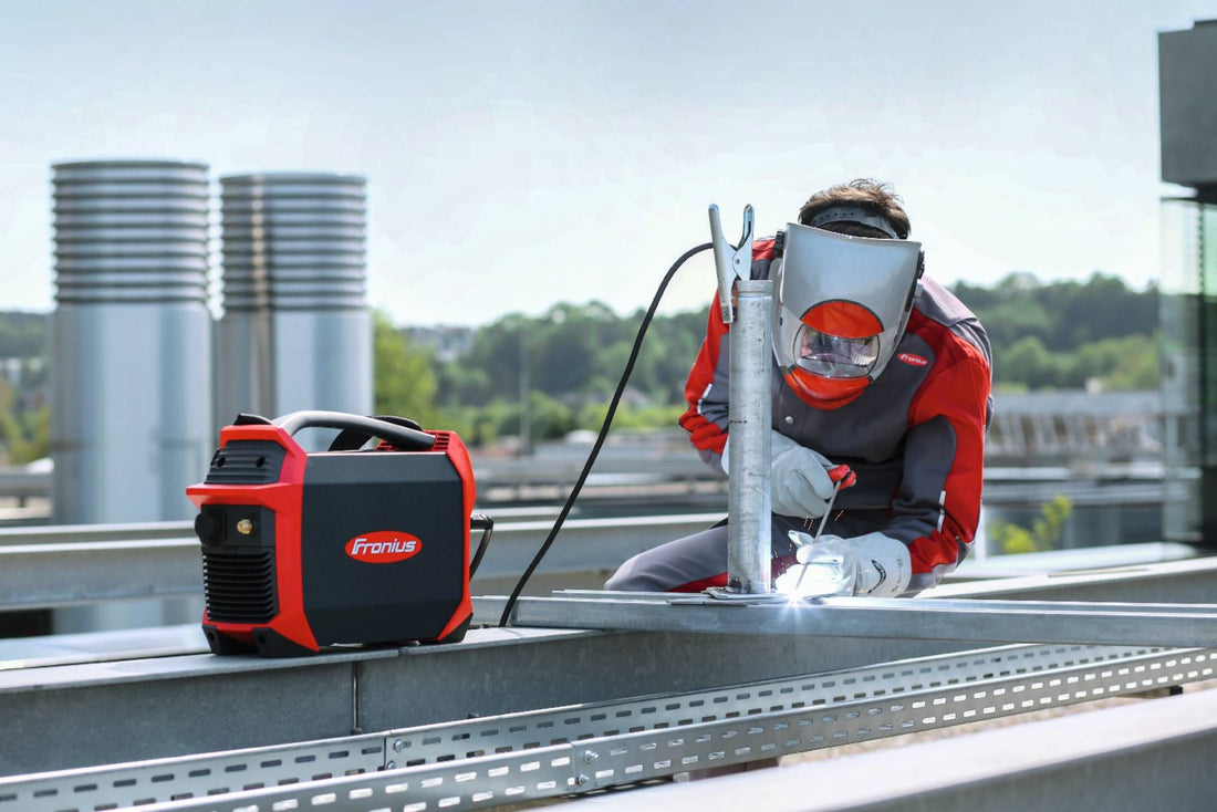 Baker's Gas Fronius AccuPocket Welder Doing a Repair on a roof