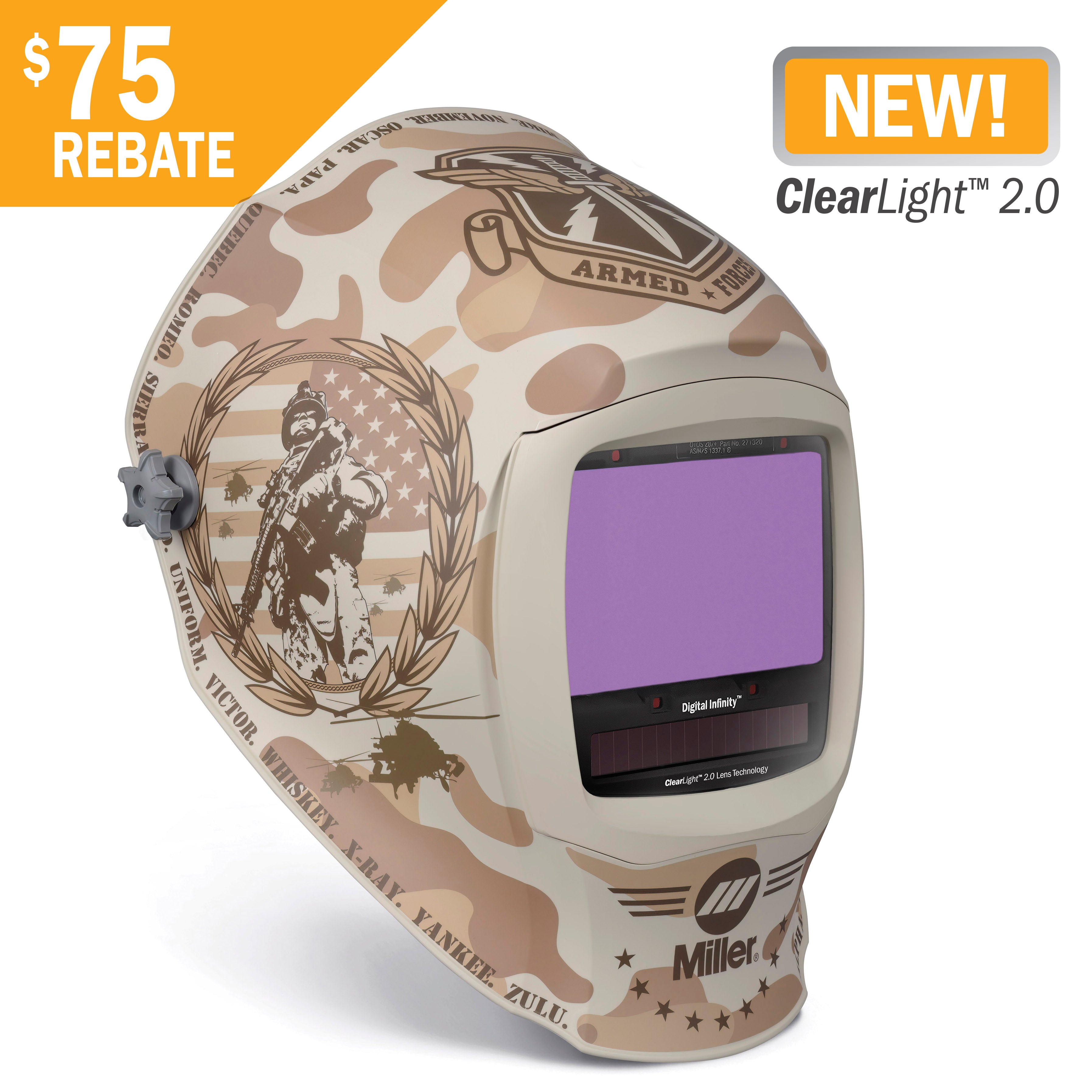 Miller Digital Infinity Welding Helmet w/ ClearLight 2.0 Lens, Honor