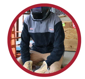 Baker's Gas Welder wearing lincoln electric welding gear