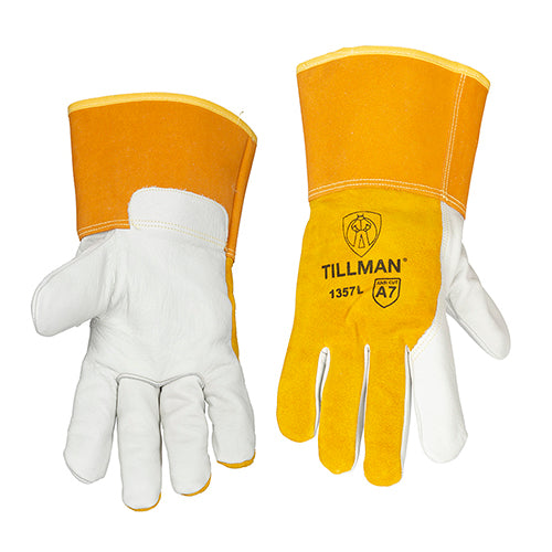 Pair of Tillman 1357 A7 cut resistant MIG Glove, front and back.