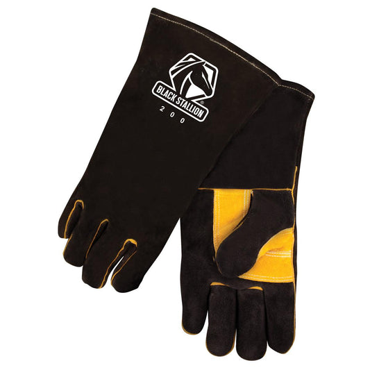 Black Stallion Side Split Cowhide Stick Glove with CushionCore Liner