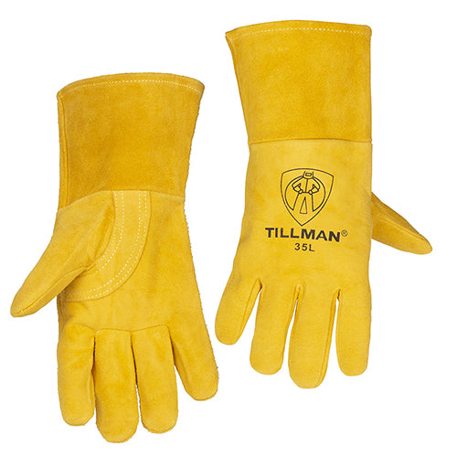 Pair of Tillman 35 Deerskin mig gloves, front and back.