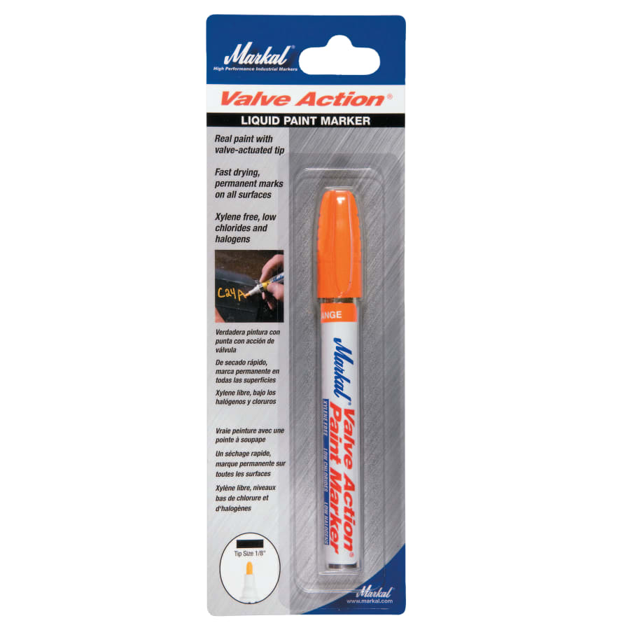 Markal Valve Action Paint Marker, Fluorescent Orange, 1/8 in, Medium 97052