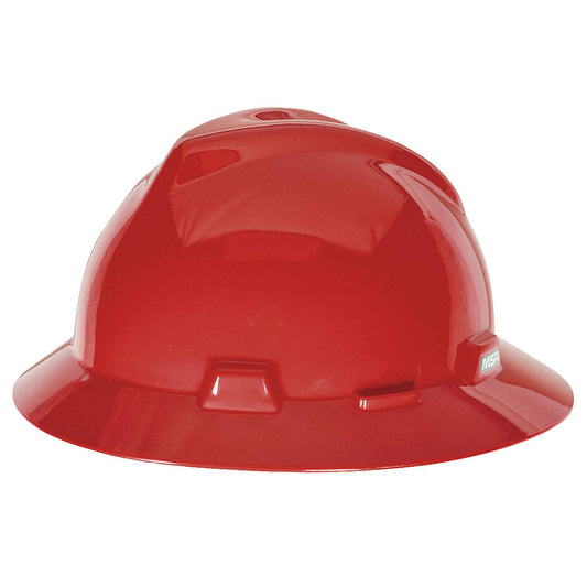 MSA V-Gard Full Brim Hard Hat w/ Fas-Trac III Ratchet, Non-Slotted - 475371