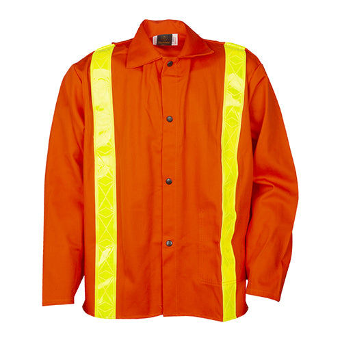 Tillman 9oz 30" Hi-Vis Orange FR Jacket w Reflective Stripes front