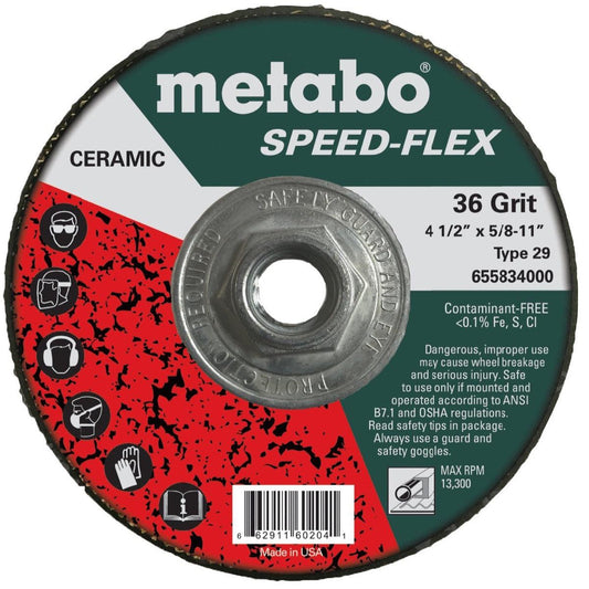 Metabo Speed-Flex 36 Grinding Wheels, 5/8"-11 Arbor, 10/pk