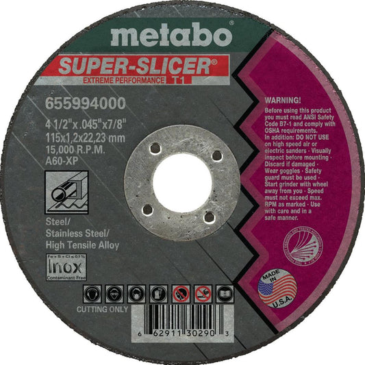 Metabo Type 1 SUPER-SLICER Cut. Wheels 4.5x.045x7/8 50/bx - 655994000