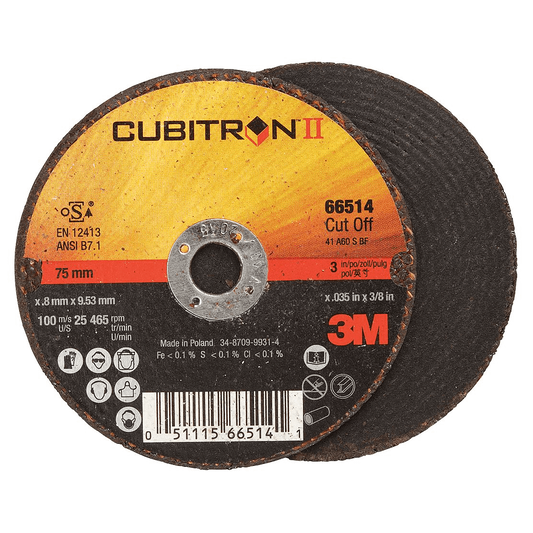 3M Cubitron II 3" Type 1 Cutting Wheel, .035" x 3/8" 50/pk- 66514