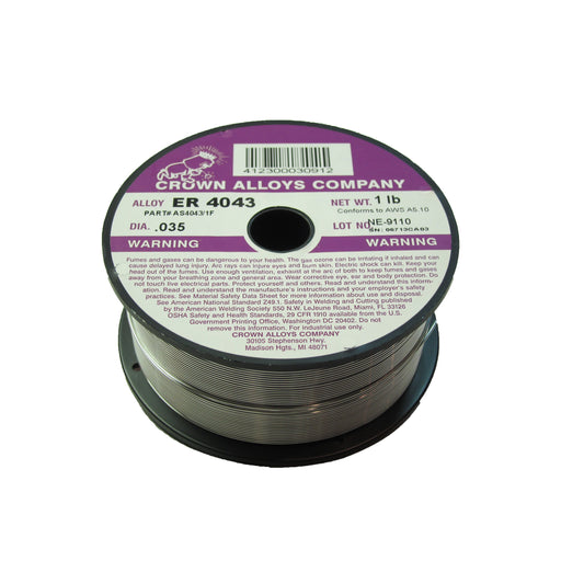Crown Alloys ER 4043 - .035x1# MIG Welding Wire 1lb Spool - AS4043/1F