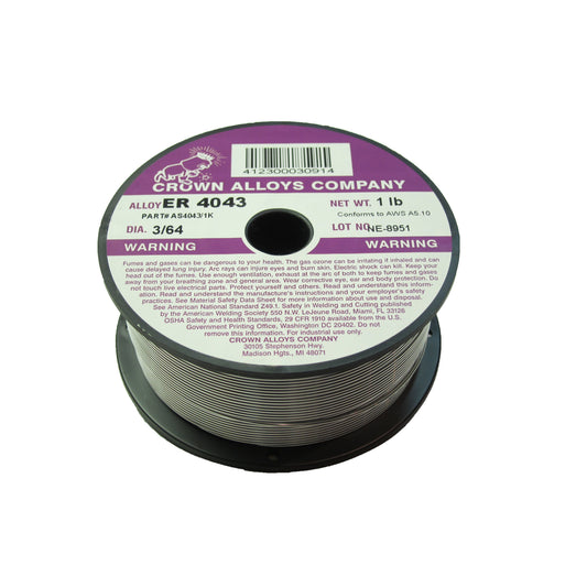 Crown Alloys ER 4043 - 3/64x1# MIG Welding Wire 1lb Spool - AS4043/1K