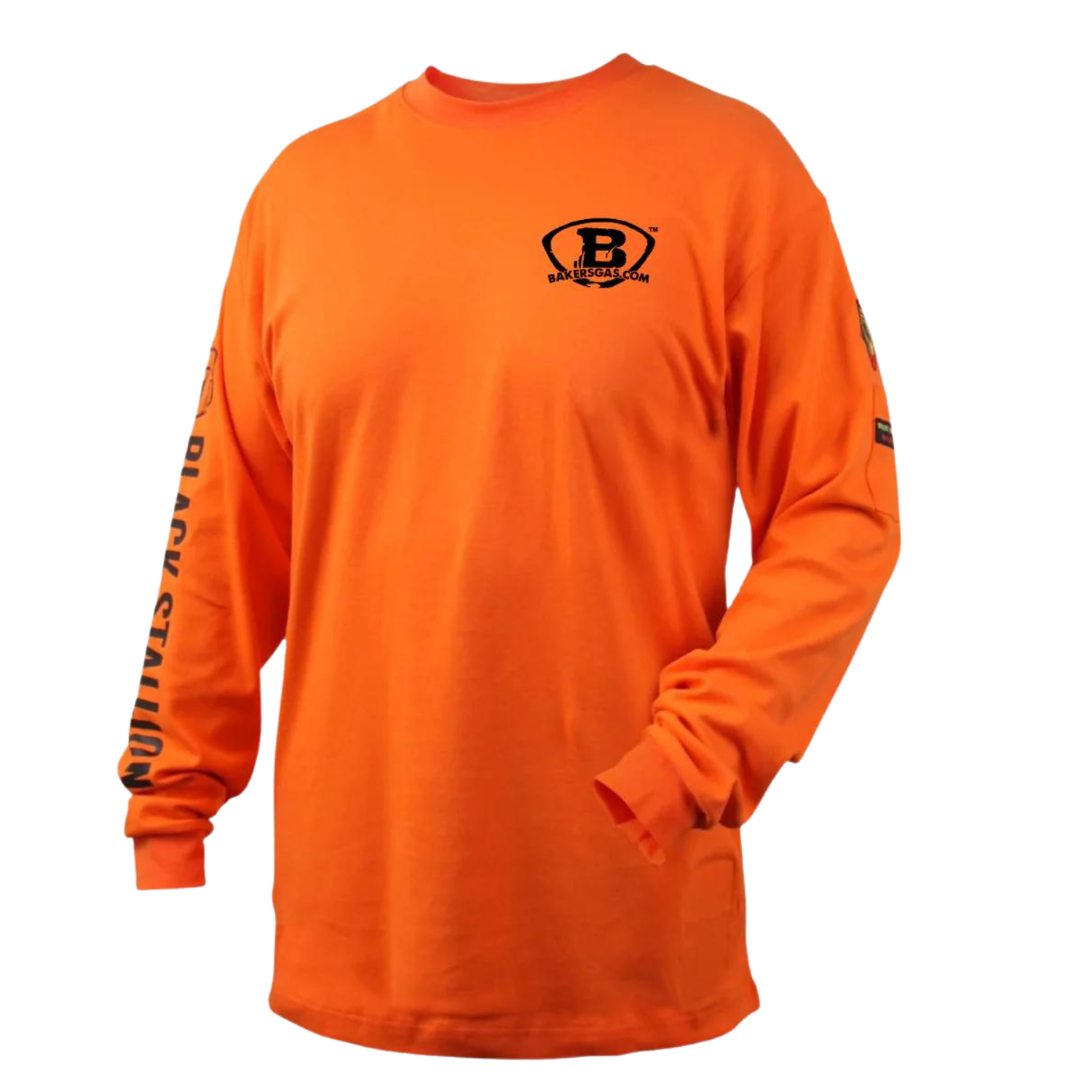 Baker's Gas Black Stallion FR Cotton Knit LongSleeve TShirt, Orange