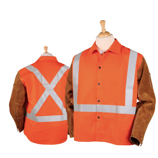 Black Stallion Hi-Vis FR Cotton/Split Cowhide Jacket - JH1012-OR