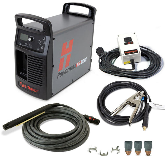 Hypertherm Powermax 65 SYNC system, 200-600V 1/3-PH, CSA, CPC port, 180 degree Machine Torch, 25' lead - 083349