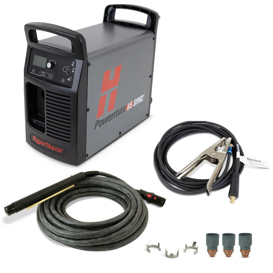 Baker's Gas Hypertherm Powermax 65 SYNC system, 200-600V 1/3-PH, CSA, CPC port, 180 degree Machine Torch, 25' lead - 083349