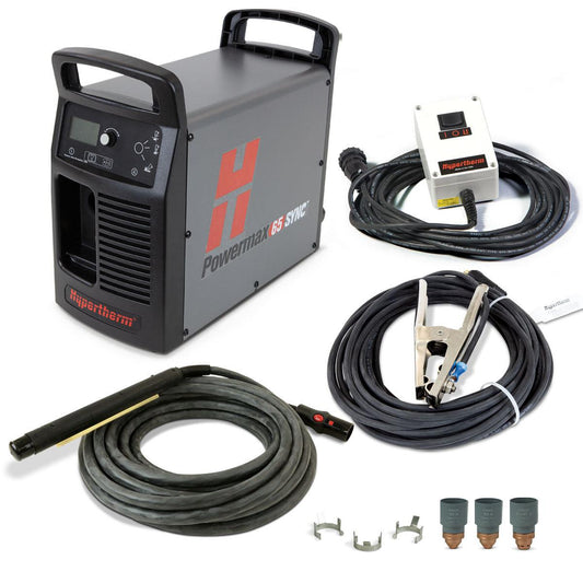 Hypertherm Powermax 65 SYNC system, 200-600V 1/3PH, CSA, CPC, 50' 180 degree Machine Torch & Remote - 083361