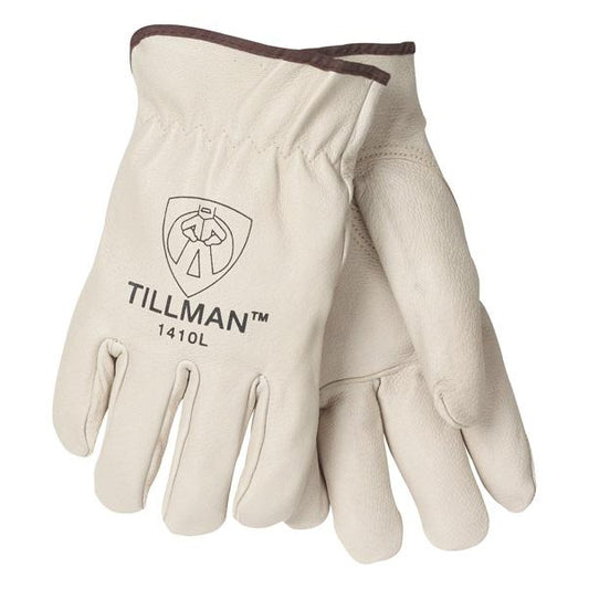 Pair of Tillman 1410 leather drivers gloves made of a off-white top grain pigskin.