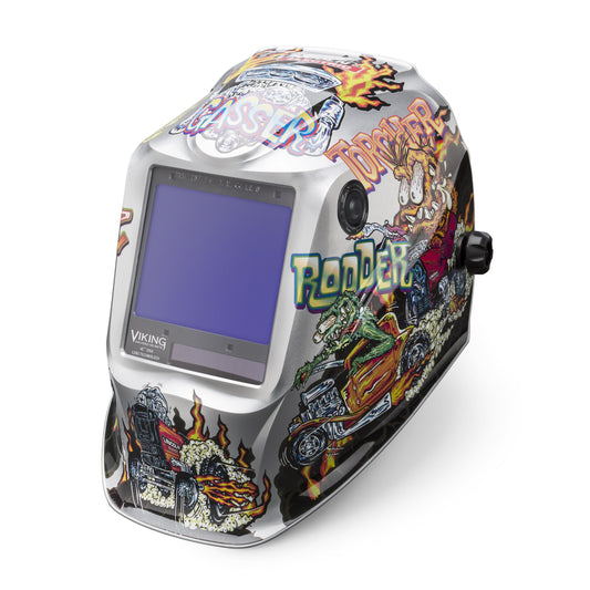 Baker's Gas Viking 3350 4C Welding Helmet Hot Rodders from an angle K4440-4