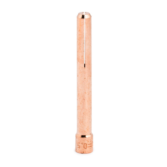 Baker's Gas Slotted copper TIG Torch collet standing straight up. Part number KP4750-020.