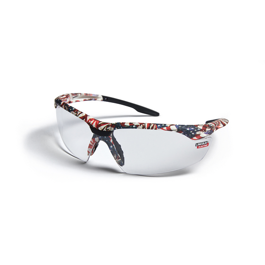 Baker's Gas Lincoln Clear Anti-fog/Scratch Lens AXILUX USA Camo Safety Glasses - K4676-1 - Front View