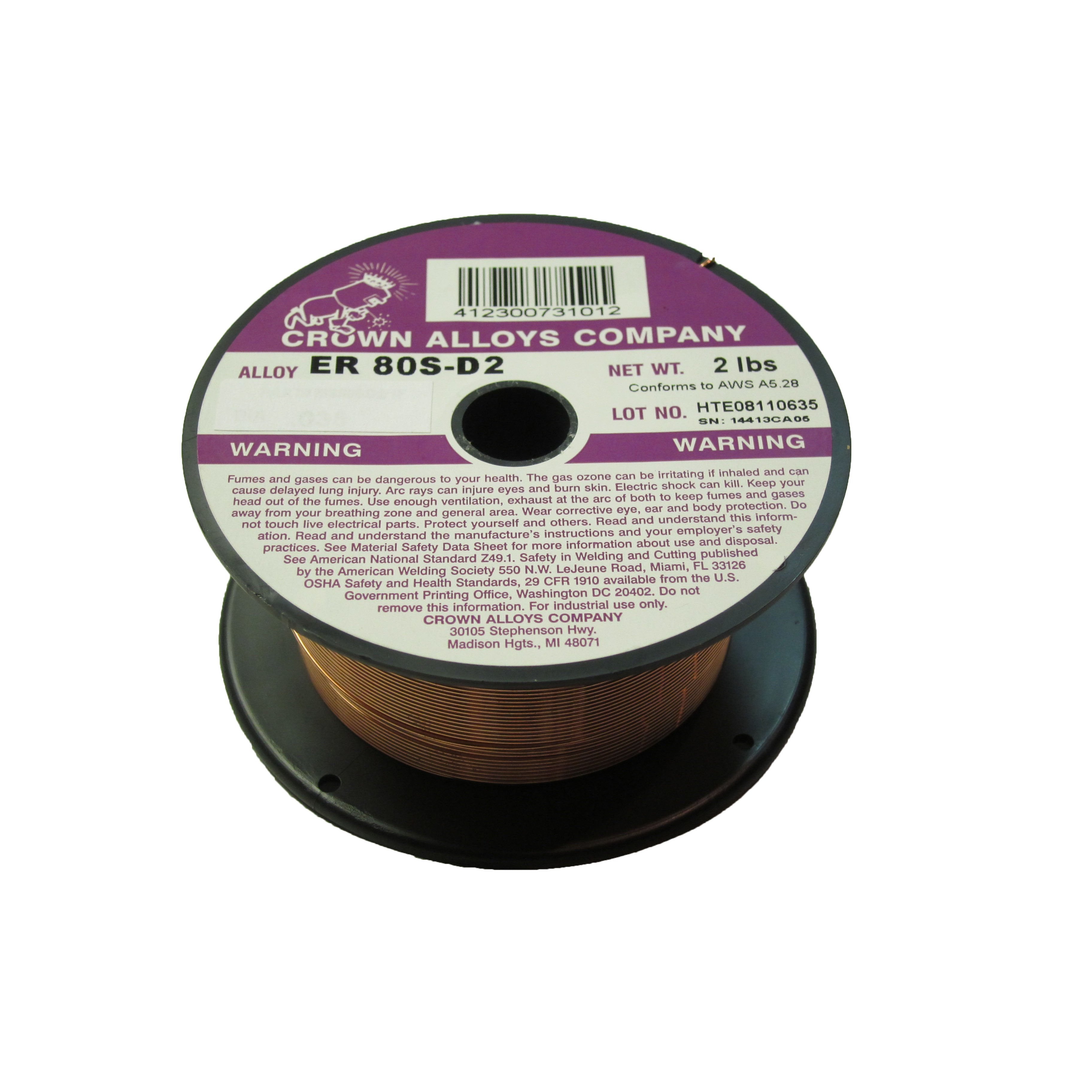 Crown Alloys ER 80S-D2 .045x2# MIG Welding Wire 2lb Spool
