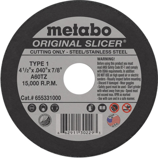 Baker's Gas Metabo Type 1 ORIGINAL Cutting Wheels 4-1/2x.040x7/8 100/bx - 655331000