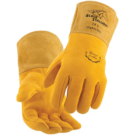 Baker's Gas Black Stallion Mighty MIG Welding Gloves Premium Grain Deerskin palm and back
