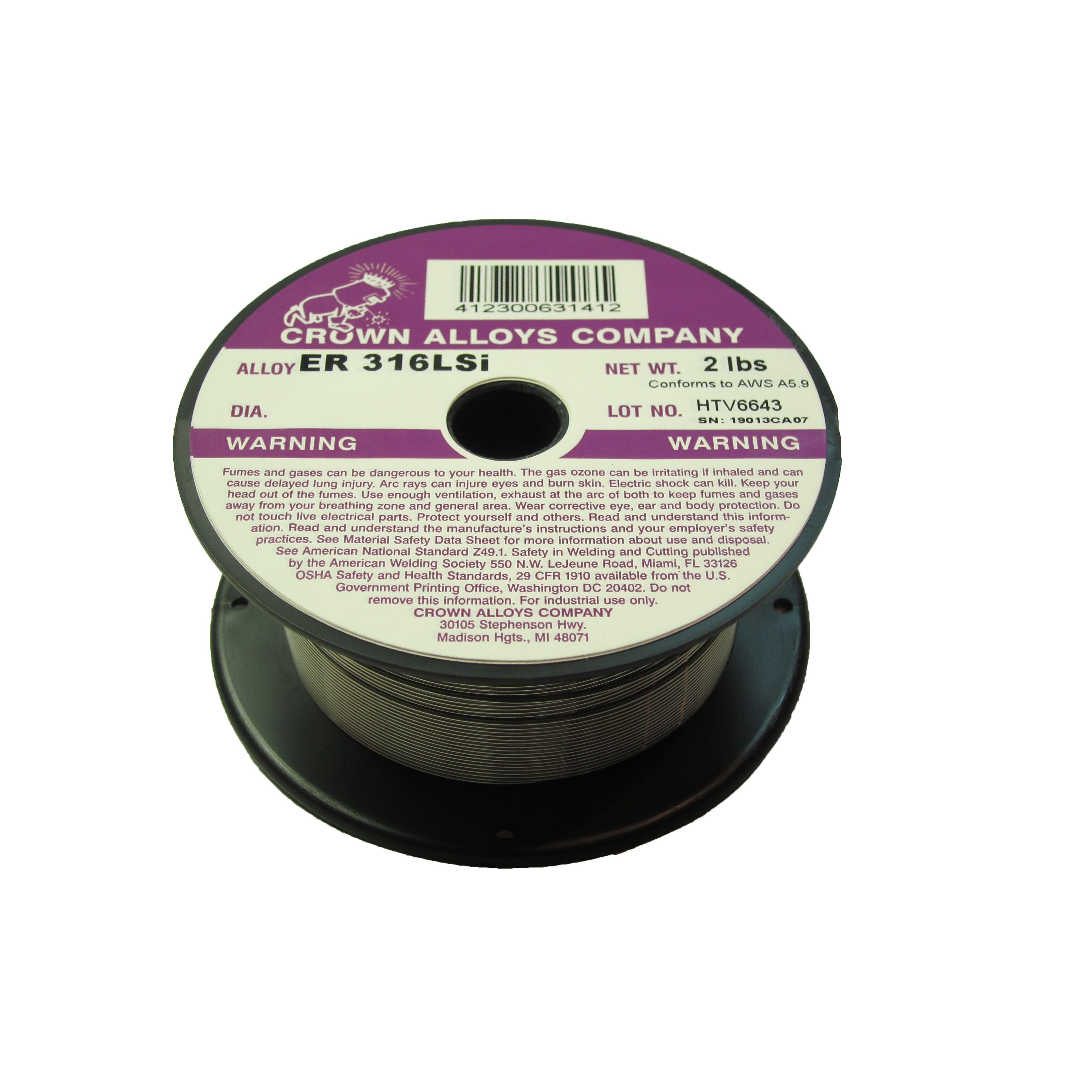 Crown Alloys ER 316LSI .030x2# MIG Welding Wire 2lb Spool - SS316