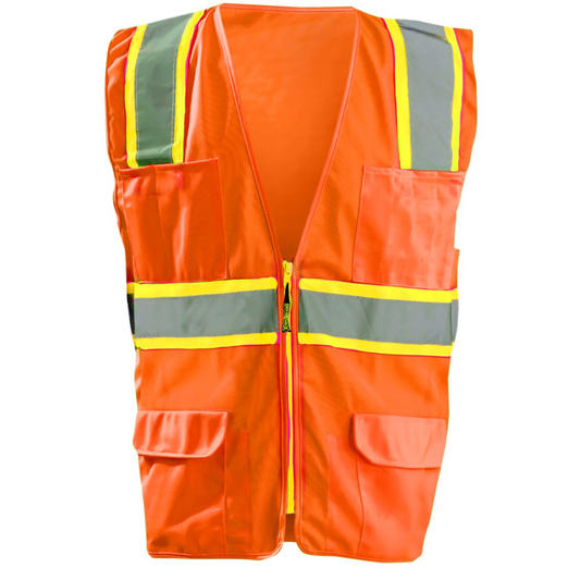 OccuNomix ANSI Class 2 2-Tone High Vis Surveyor Safety Vest Orange LG - LUX-ATRANS-OL