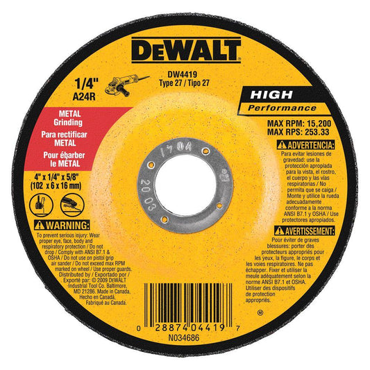 Dewalt Type 27 Grinding Wheel, 4" x 5/8-11", 25/pk - DW4419