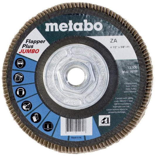 Metabo Flapper Plus Jumbo Flap Discs, 4.5", Type 29, 5/pk