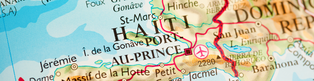 Haiti on a model globe
