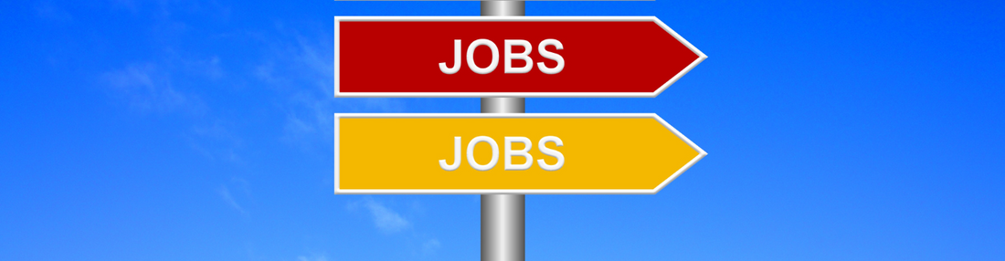 Direction signs that say "Jobs"