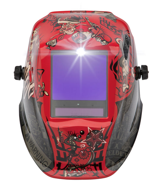 Lincoln Viking 3350 ADV Mojo 5th Gen Welding Helmet - K3101-5 with the light on