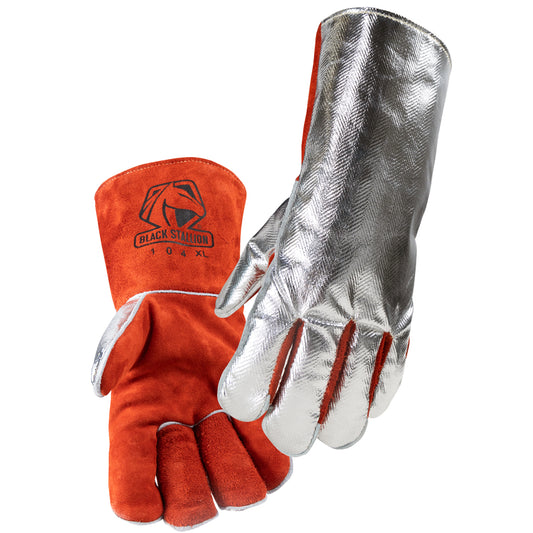 Cowhide Stick Glove with Aluminized Back & Thumb