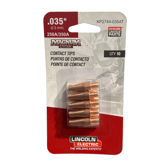 Lincoln Copper Plus Contact Tip 350A, Aluminum, .035 Tapered, 10/pk - KP2744-035AT