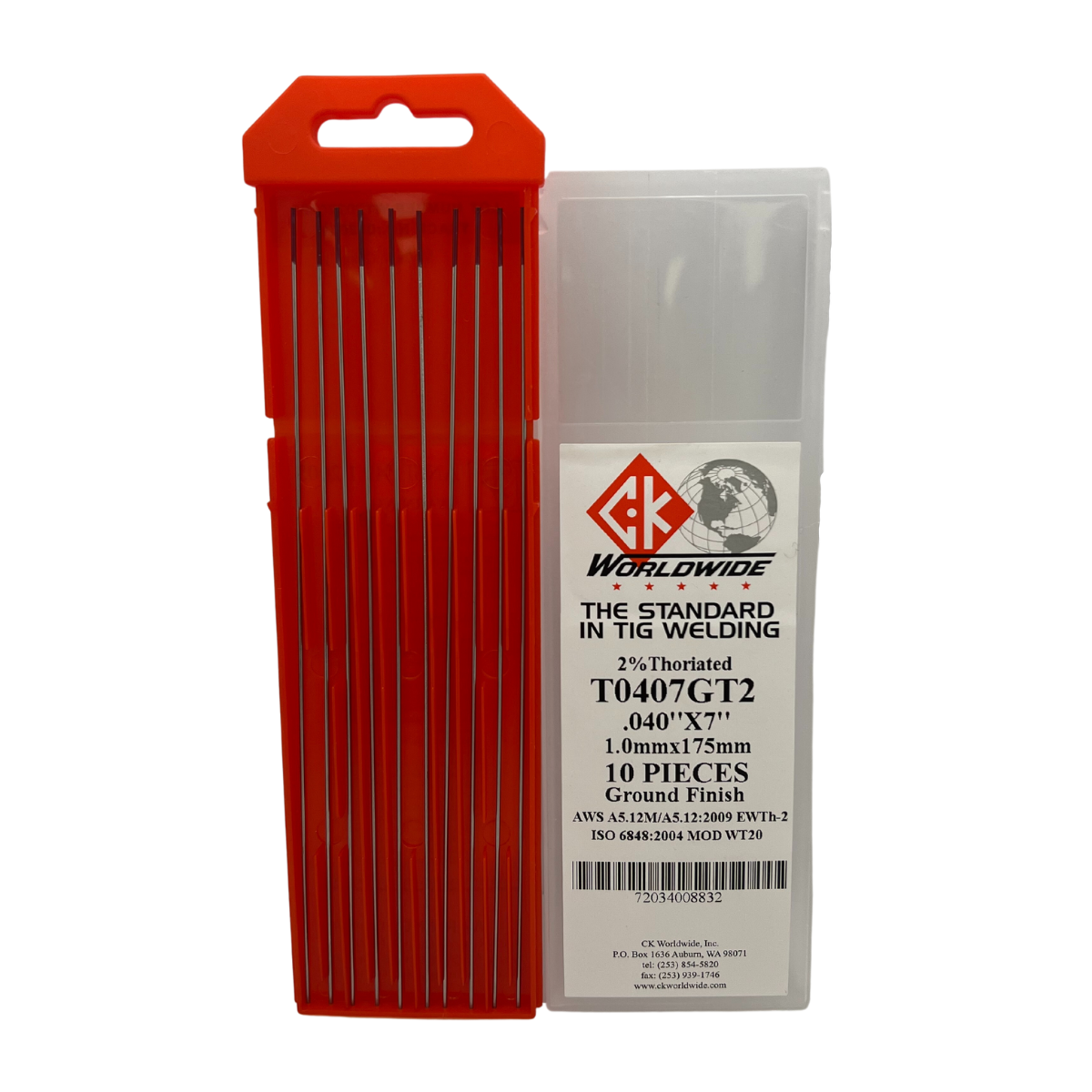 CK Worldwide 2% Thoriated Tungsten, 10/pk - GT2 – Baker's Gas