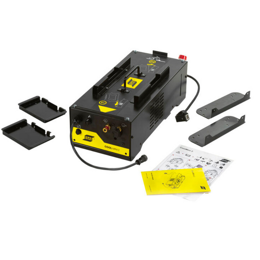 ESAB Water Cooler for 205ic Cool Mini 2 with various components laid out, including the main unit, hoses, and electrical components.