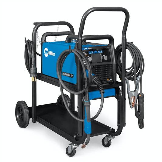Miller Multimatic 215 On Cart with cable racks