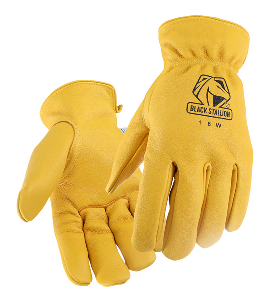 Black Stallion Premium Grain Deerskin Winter Drivers Glove - 18W