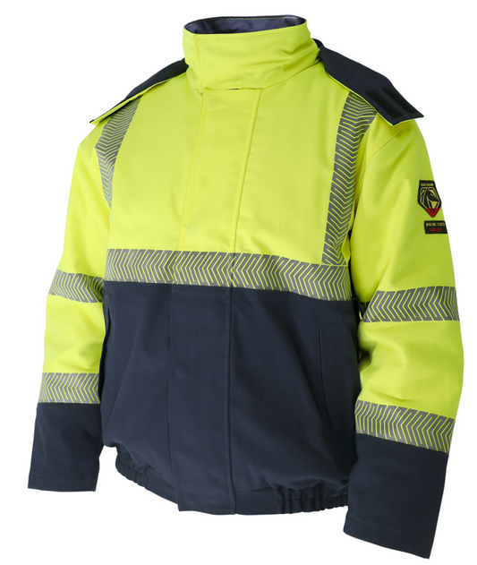 Black Stallion HI-VIS Class 3 AR/FR Canvas Duck insulated Bomber Jacket - JF5030-HB front