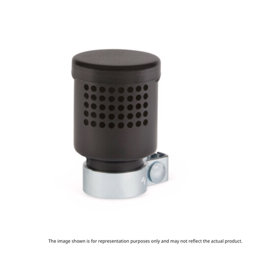 Lincoln - Rotatable Exhaust Kit - K4895-1 with black perforated muffler and silver mounting clamp on white background
