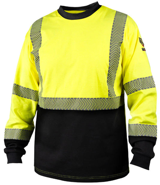 Black Stallion Hi-Vis Class 3 AR/FR Cotton Knit Long-Sleeve T-Shirt - TF3030-HB front