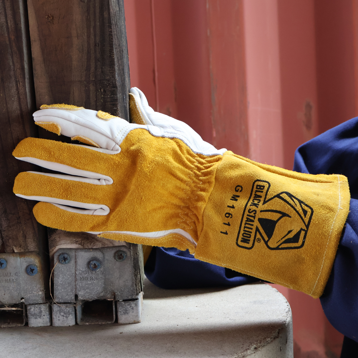 Guanti Saldatura Pelle Maiale Guanti Da Saldatura Black Stallion BM88 In Pelle Di Maiale - Taglia Large (L), Colore Marrone, Per MIG Devil Giallo - Foto 7