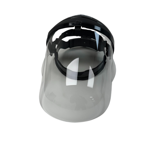 Nasco XO Skeleton Headgear with Molded Faceshield, Hardcoat, Clear, Polycarb, 12-1/2 in L x 9 in H