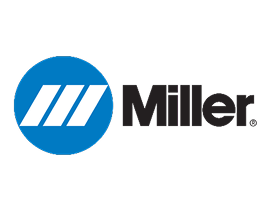 Miller logo with blue circle and white lines on a white background