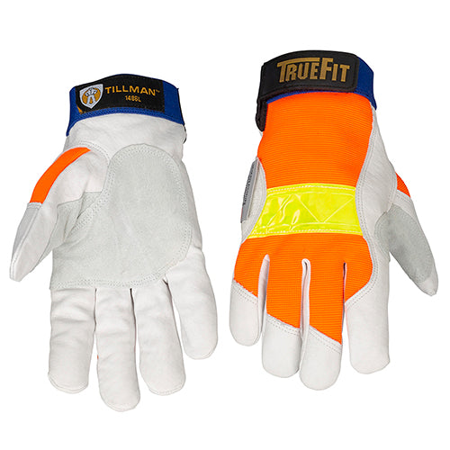 Pair of Tillman TrueFit High Vis Insulated Winter Work Gloves, front and back