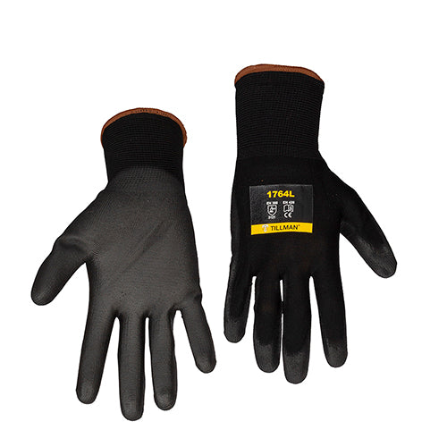 All black Tillman Polyurethane Coated Nylon Gloves Black.