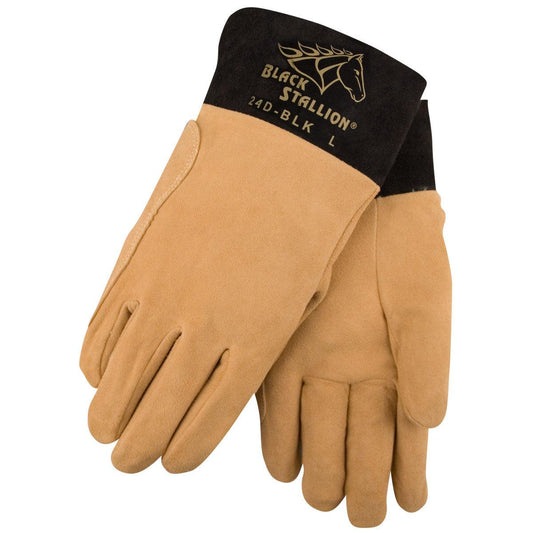 Black Stallion Short Cuff Premium Deerskin TIG Glove - 24D-BLK