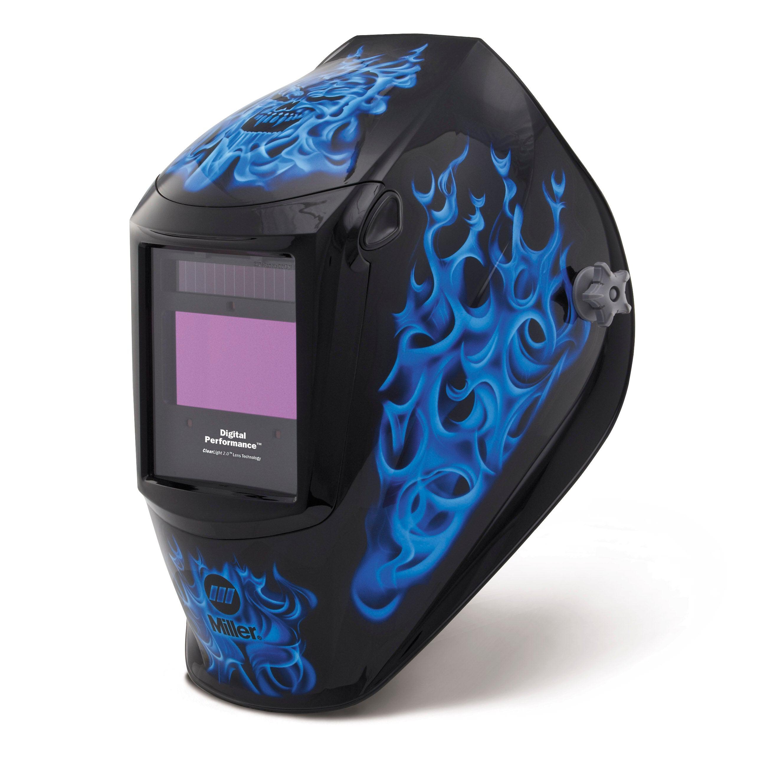 Miller Digital Performance Welding Helmet w/ Clear Light 2.0, Blue Rag