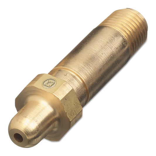 Western Brass Nipple: 1/4" NPT, 2 1/2" Long w/ CV, CGA-326 - 13-3CV